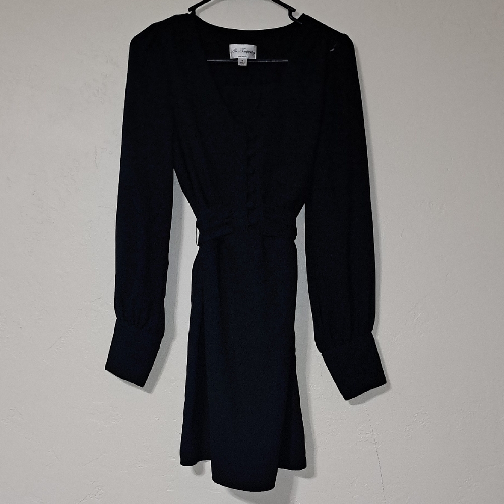 ALICE by Temperley Black Sheath Dress with Bishop Sleeves